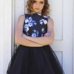 Floral Tulle Cocktail Dress Black Size 0 Photo 0