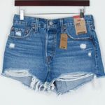 Levi's NWT  Womens 501 High Rise Button Fly Demin Shorts Size 27 Blue Raw Hem Photo 0