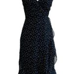 Miami Dress Black White Polka Dot Spaghetti Straps Ruffled Tiered Midi Small NEW Photo 1