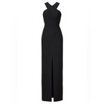 Elizabeth and James  Black Mila Halter Maxi Gown Slit Dress‎  Evening Designer XS Photo 3