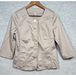 J Jill Womens Blazer Jacket Sz 4 Button Front 3/4 Sleeve Beige Office Career Tan Photo 0