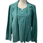 Coldwater Creek Turquoise Linen Blend Sunset Crossdye Jacket & Tank Set NWT Sz L Photo 1