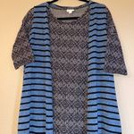 LuLaRoe JOY Size S Long Duster Vest Cardigan Sweater Denim Blue Black Striped Photo 14