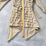 BCBGMAXAZRIA  Ruffled  Back Trench Coat Womens Medium Beige Belted Asymmetrical Photo 9