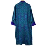 Victoria's Secret Robe Womens Medium Blue Paisley Pockets No Belt VTG *Flaw Photo 1