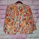 Chico's GOLD METALLIC FINISH CATS EYE PRINT LINEN BLEND OPEN FRONT JACKET 2 Photo 0