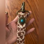 Free People Leopard Print Keychain with Turquoise Accent Brown Photo 3