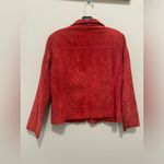 Yvonne & Marie 100% Authentic Leather Zipper Down Jacket Red Size 6 Photo 1