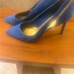 Marc Fisher  Blue Suede Heels with Gold side zipper! Photo 1