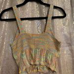 Jolie & Joy Colorful Boho Retro Knit Cropped Tank Top Medium NWOT Pink Photo 1