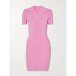 Jacquemus Ribbed Knit Mini Dress Size EU40 US 8 Pink Open Back Collared SS Photo 3