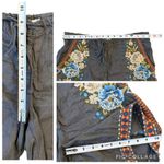 Johnny Was Hira Linen Shorts Gray Floral Embroidered Bohemian Drawstring XS Photo 6