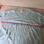Soft Surroundings Top Womens Medium Mint Blue V Neck Lace Trim Long Sleeve Photo 4