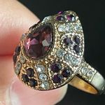 Water drop purple crystal CZ gold plated ring size 7.5 Photo 6