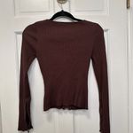 Hera Collection  Brown Ribbed Zip Long Sleeve Size Large Photo 4