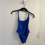 Vitamin A NWT  Womens L Alia One Piece Ribbed Swim Blue Vacation Festival Summer Photo 2