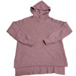 Rachel Zoe  Sweater Womens Small Pink Ribbed Knit Hooded Tunic Cotton Blend Photo 0
