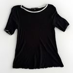 Almost Famous  Striped Stretch Lettuce‎ Hem Top Large 90s Y2k Preppy Black Retro Photo 0