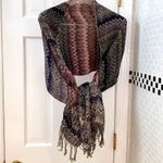 Apt. 9  pleated rayon multi colored scarf/wrap. Black, gray , plum, with fringe. Photo 5