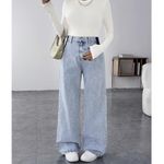 NWT MakeMeChic Maternity Jeans Wide Leg Over Belly Denim – Small Blue Size undefined Photo 5