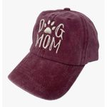 Women's Dog Mom Hat Maroon Embroidered Distressed Cotton Denim Baseball Cap Red Photo 0