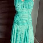 VTG Y2K Dress Fairy Drop Waist Turquoise Sparkly Asymmetrical Flare Halter M Blue Size M Photo 0