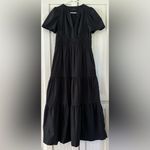 Quince 100% Organic Cotton Poplin Tiered Maxi Dress size small Black Photo 3