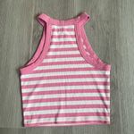 American Eagle NWOT Pink White Striped Ribbed Cropped Tank Top Size Small Photo 2