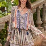 Sundance Nouveau Nomad Drop Waist Long Sleeve Mixed Print Dress Purple Size M Photo 0