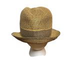 David and Young Straw Fedora Hat Women's One Size Paper Banded Resort Vacation Tan Photo 2