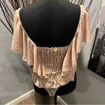 Free People 🍒 FAIRY COVE TAN RUFFLED BODYSUIT SIZE SMALL🍒 Photo 2