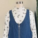 Vintage Denim Zip‎ Front Jumper Dress Sleeveless Pockets 90s Minimalist large Blue Photo 4