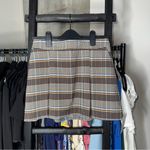 Topshop Brown Blue Plaid Pleated Micro Mini Preppy Skirt Photo 4