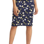 Boden Martha Wildflower Navy Pencil Skirt Stretch Floral Lined Women Size 8L Blue Photo 0