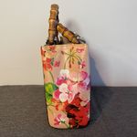 Gucci  Bamboo Pink and Beige Floral Leather 2 Way Handbag - Preowned Photo 4