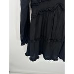 Altar'd State  Black Darla Tiered Mini Dress Long Sleeve V Neck Goth Witch Fall L Photo 2