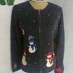 Liz Claiborne Vintage Snowman Cardigan Sweater Photo 0