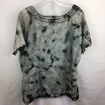 Ruff Hewn Gray Print Boho Peasant Embroidered Smock Top L Photo 2