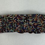 Vintage Beaded Wide Stretch Belt Carved Wood Buckle Boho Y2K Whimsy Hippie Photo 3