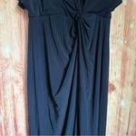 Alex Evenings  Embellished Ladder Sleeve Draped Knot Front Gown Navy Blue Size 6P Photo 5