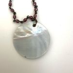 NW Signed Star Enamel abalone Pendant Necklace Maroon Rhinestones Purple Photo 2