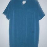 Tess 20W Short Sleeved Shirt Dress Button Front in Teal Green Photo 0
