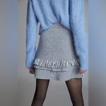 Anthropologie Maeve Tamara Fringed Mini Sweater Skirt Grey Size Medium Photo 3