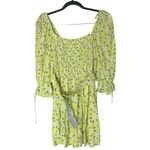For Love & Lemons Chrysanthemum Mini Dress Lemonade Yellow Floral Medium Photo 4