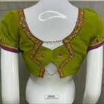 Handmade Beaded & sequin saree and cropped shirt Bollywood festival boho outfit sm purple Photo 3