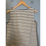 S Max Mara Striped Sleeveless Shift Dress Navy White Button Side Size 10 Blue Photo 7