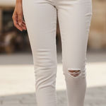 Elegant White Ripped Skinny Jeans for Women Size 27 Photo 0