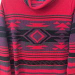 CHAPS  Southwestern Western Red Cowl Neck Soft‎ Cotton Blend Sweater Women's P/XL Photo 2
