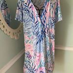 Lilly Pulitzer  UPF 50+ Sadie Polo Dress Crew Blue Kaleidoscope Coral Size Large Photo 1