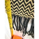 Vintage Scottish Cashmere Patchwork Chevron Scarf Made in Scotland Tan Black Photo 9